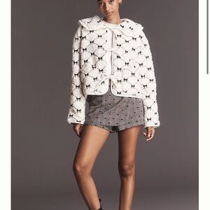 Anthropologie Chic White and Black Teddy Jacket